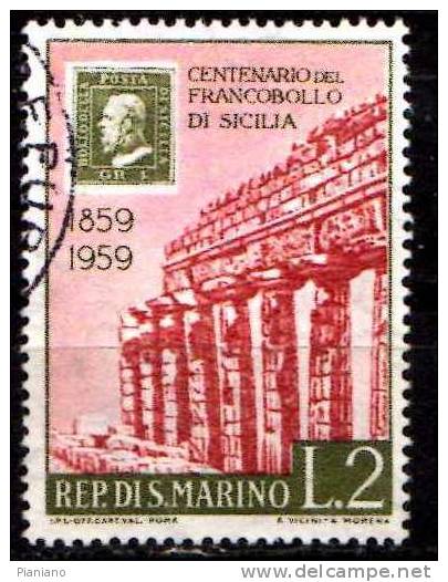PIA -  SAN  MARINO  - 1959 : Centenario Dei Francobolli Di Sicilia -  (SAS  503-09 + A131) - Usados