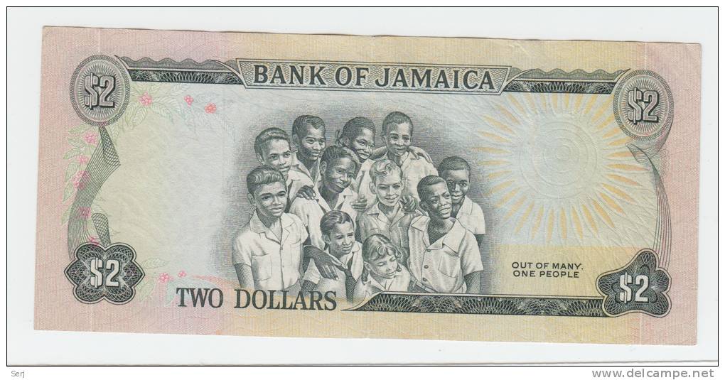 Jamaica 2 Dollars 1960 (1970) VF+ P 55a 55 A - Jamaica
