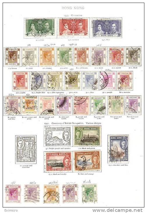 HONG KONG GEORGE VI FINE USED COLLECTION TO TOP VALUES ON AN ALBUM PAGE Cat £394+ - Usados
