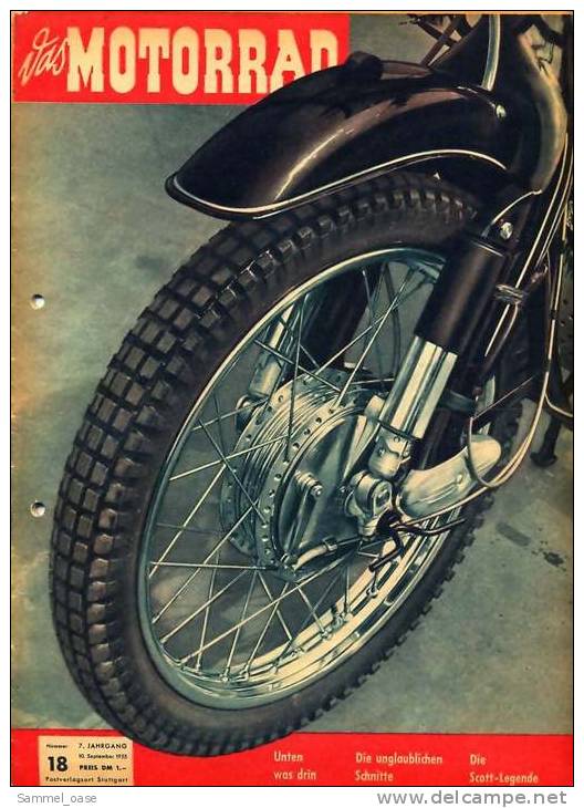 Zeitschrift  "Das Motorrad" 18 / 1955 Mit : Messerschmitt-Rekorde , Die Scott-Legende - Automobile & Transport
