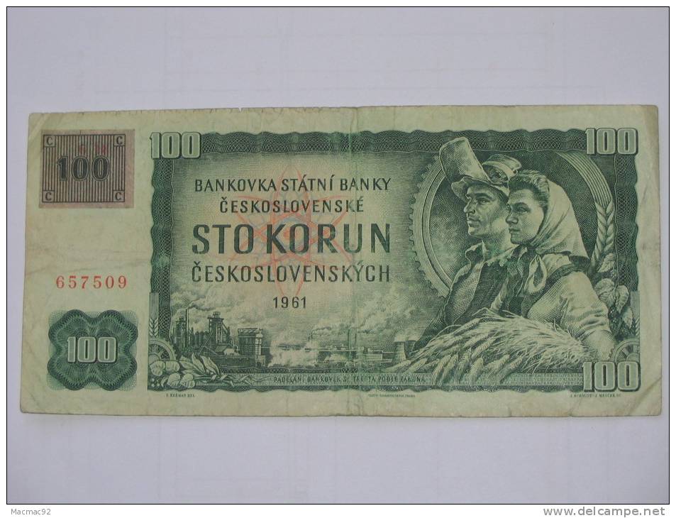 100 - Sto - Korun Tchécoslovaquie  -  Bankovka Statni Banky Ceskoslovenske. 1961 - Tschechoslowakei