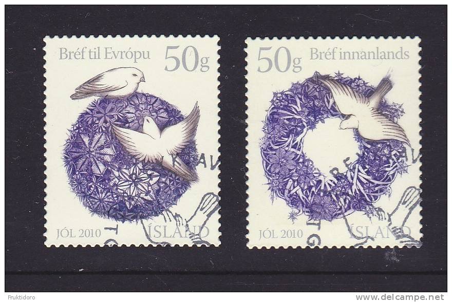 Iceland Mi 1296-1297 Christmas 2010 - Wreath And Dove - Neufs