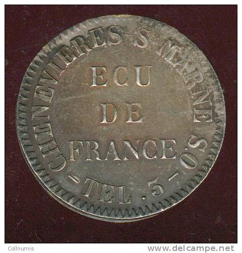 Jeton écu De France 1649 , Argent ? ; - Professionnels / De Société