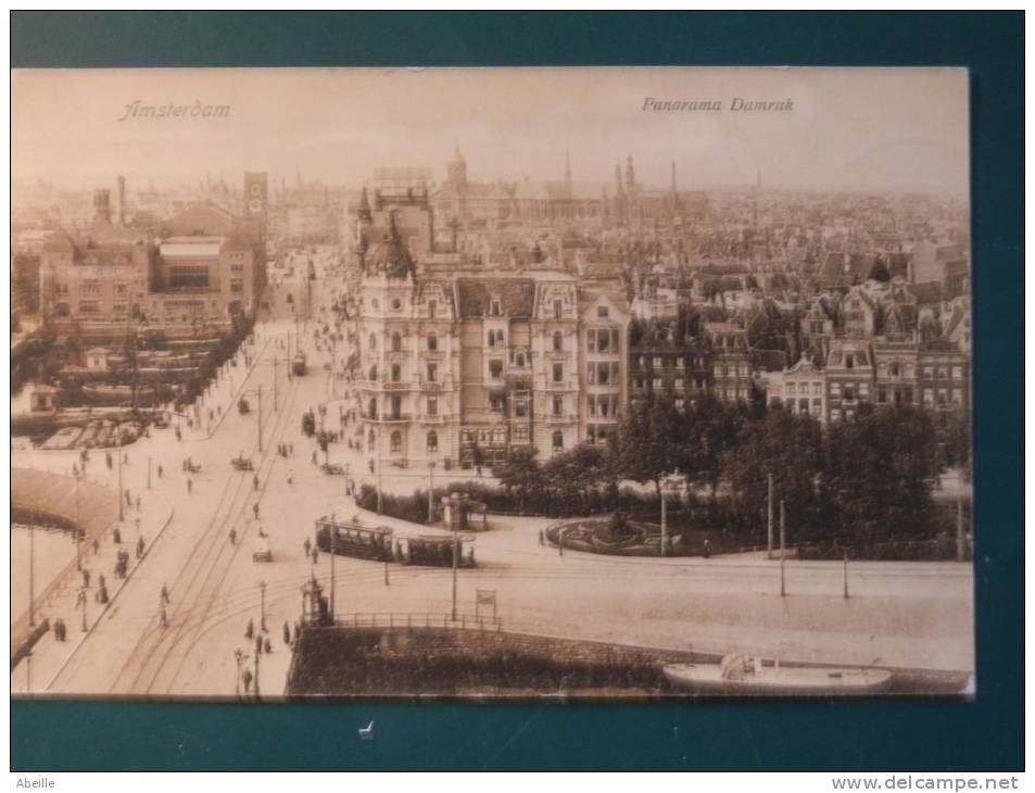 A1367   POSTKAART AMSTERDAM  DAMRAK MET TRAM  AFST  1911  NAAR LUX - Briefe U. Dokumente