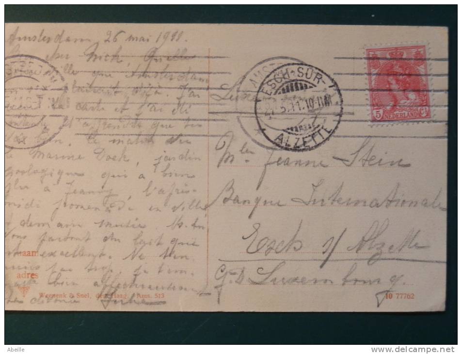 A1367   POSTKAART AMSTERDAM  DAMRAK MET TRAM  AFST  1911  NAAR LUX - Lettres & Documents