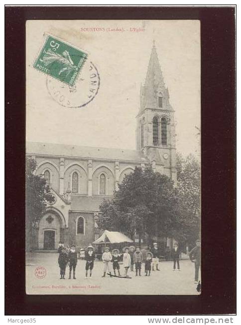 40 Soustons L'église édit.combarieu Animée , Stand De Marché - Soustons