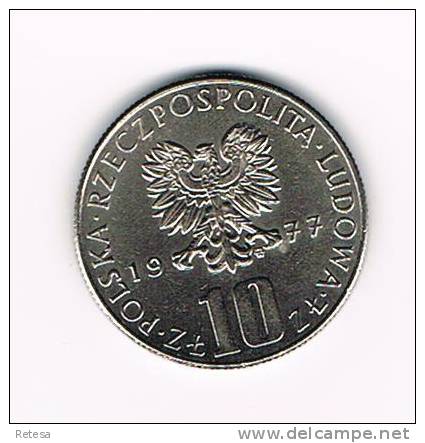 ** POLEN  10 ZLOTYCH  1977  BOLESLAW  PRUS - Polonia