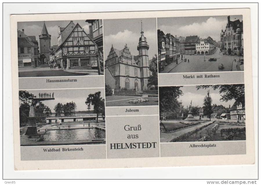 CPSM GRUSS AUS HELMSTEDT, HAUSMANNSTURM, JULEUM, MARKT MIT RATHAUS, WALBAD BIRKENTEICH, ALBRECHTSPLATZ,  ALLEMAGNE - Helmstedt