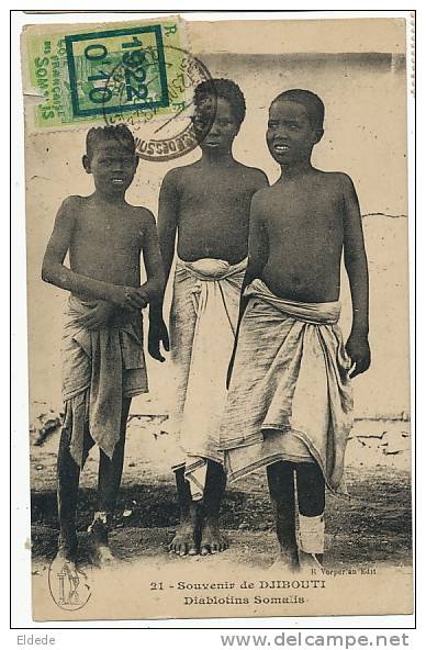 Souvenir Diablotins Somalis 3 Enfants Torse Nu H. Vorperian Edit  Voyagé 1922 - Djibouti