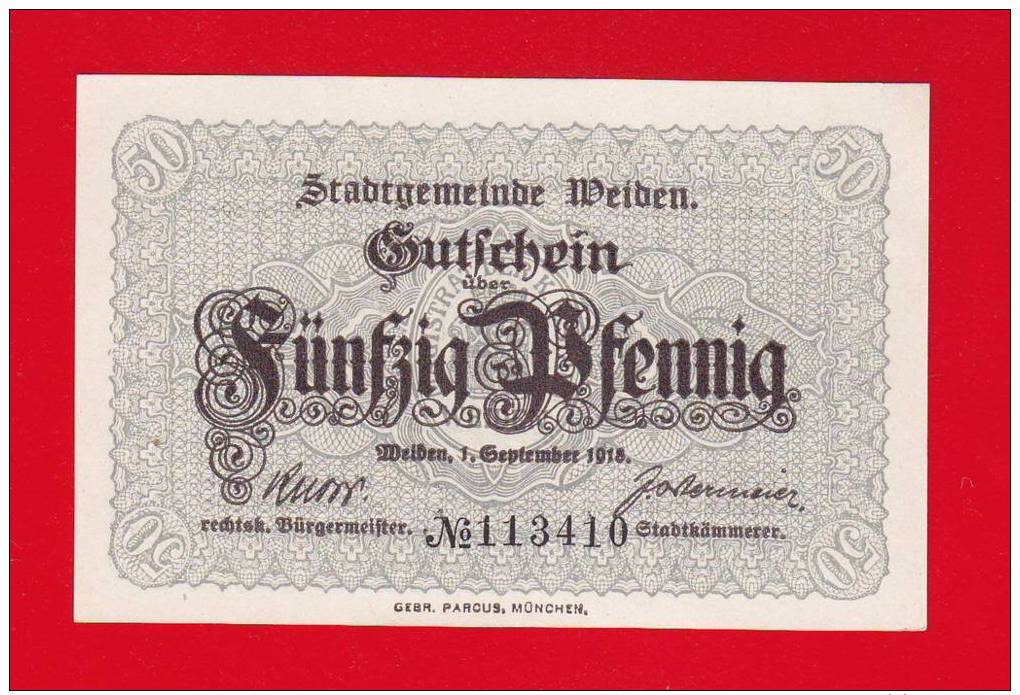 Stadtgemeinde Weiden, Bayern, Notgeld, 50 Pfennig, 1918 - [11] Emissions Locales