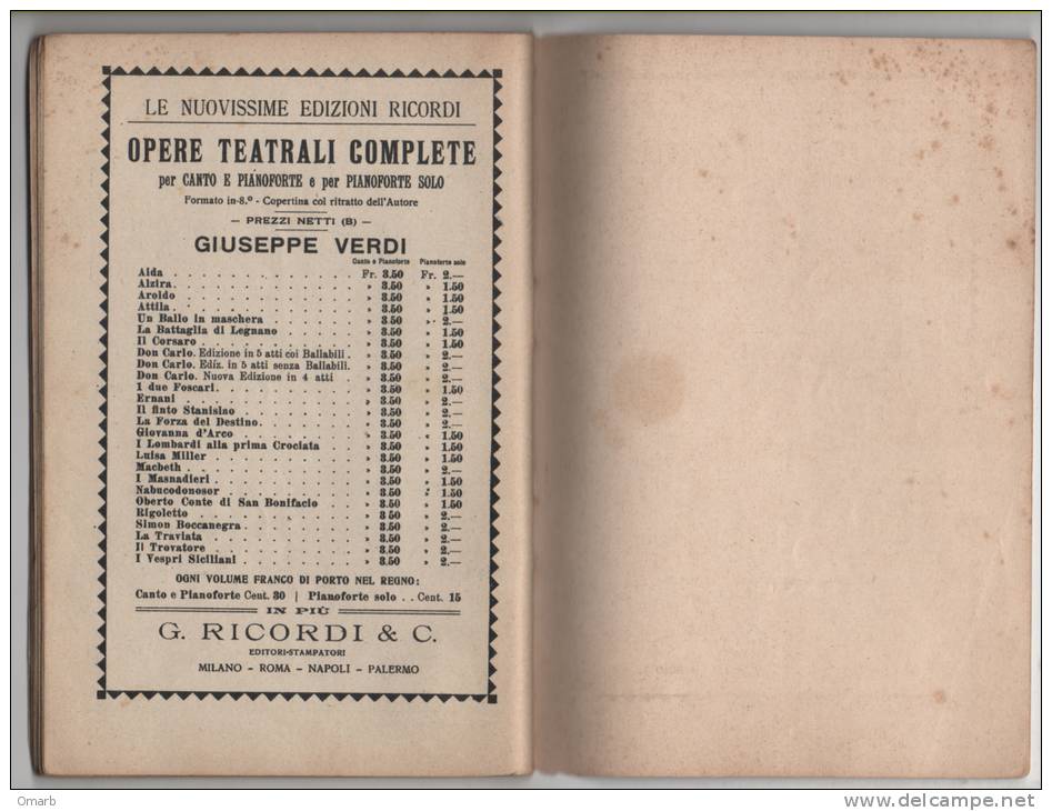 Lib078 Tosca, Melodramma In 3 Atti, Giacosa, Musiche Puccini, Edizioni Ricordi, Opera, Teatro, Theatre, 1915 - Théâtre