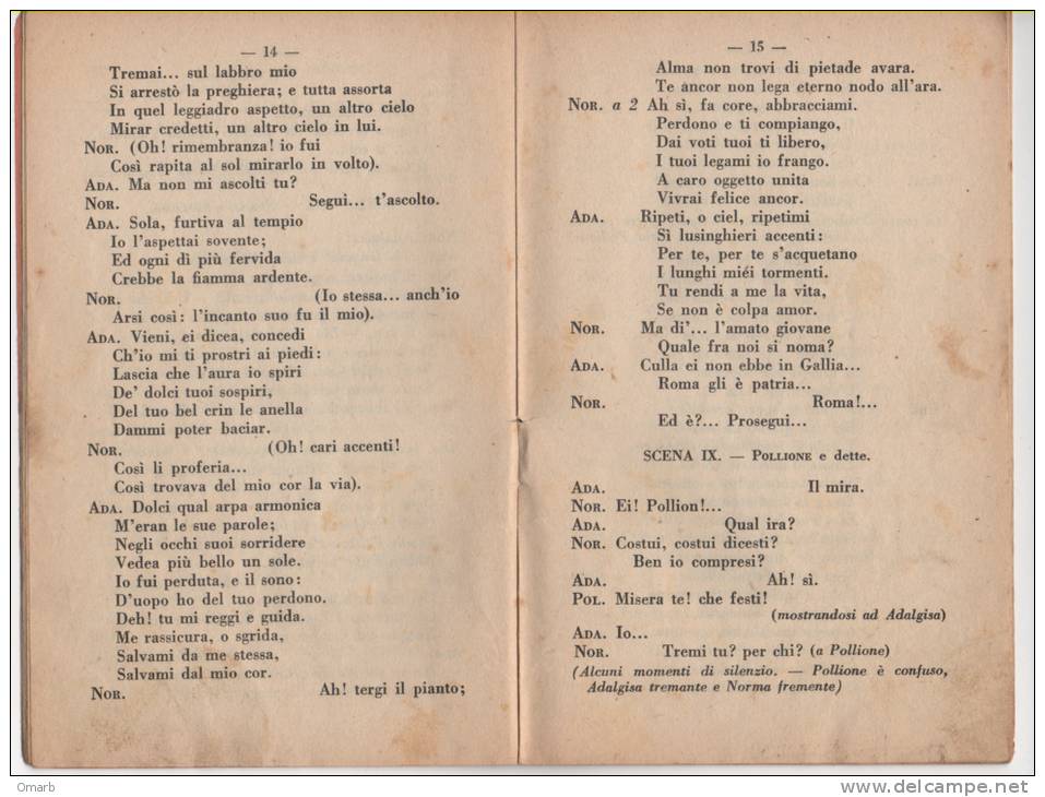 Lib072 La Norma, Tragedia Lirica 2 Atti, Romani, Musiche Bellini, Edizioni Barion, Opera, Teatro, Theatre, Anni ´40 - Théâtre