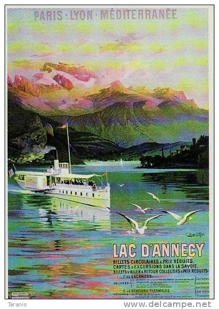 LAC D'ANNECY - HAUTE-SAVOIE, TOURISME, RAIL, CHEMIN DE FER PLM, HUGO D'ALESI -  CPM - Publicité