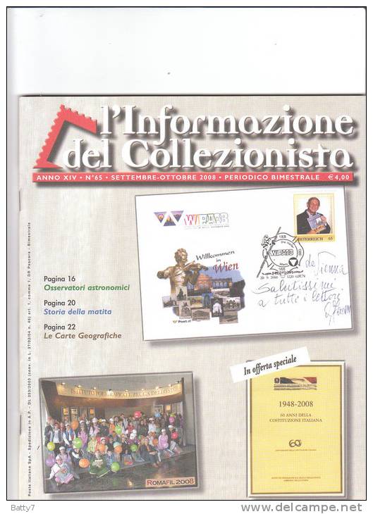 L´INFORMAZIONE DEL COLLEZIONISTA - OTTOBRE 2008  - CONDIZIONI PERFETTE - Italiane (dal 1941)