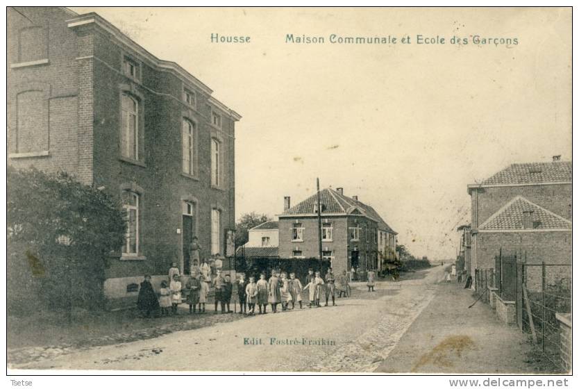 Housse - Maison Communale Et Ecole Des Garçons -Top Carte- Cachet Et Timbre Allemand ( Voir Verso ) - Blégny