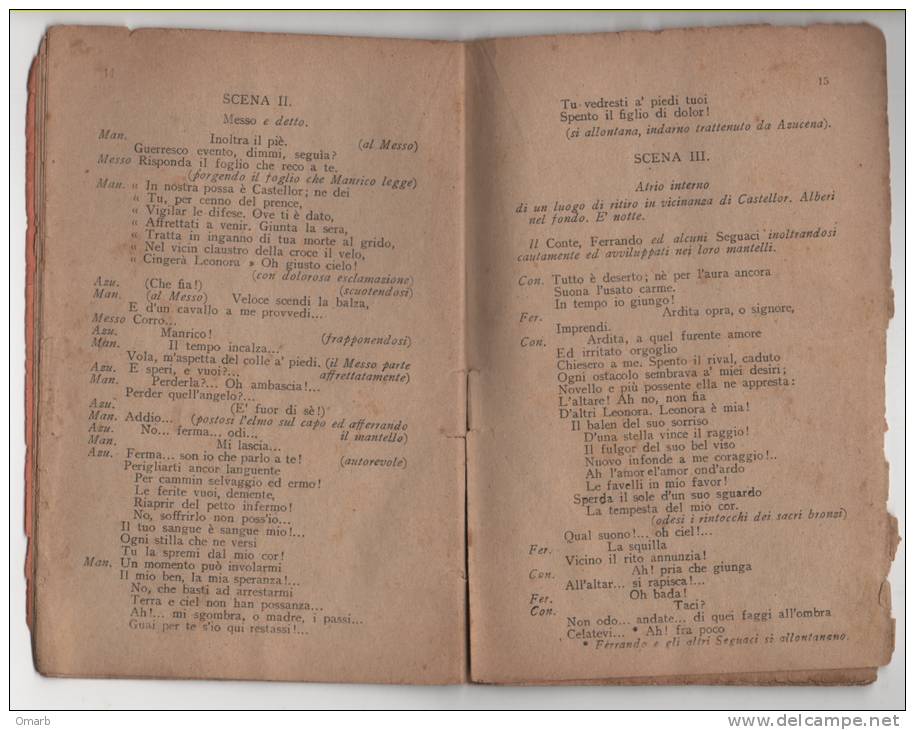 Lib077 Il Trovatore, Dramma Lirico, Cammarano, Musiche Verdi, Ed. Madella, Opera, Teatro, Theatre, 1916 - Théâtre