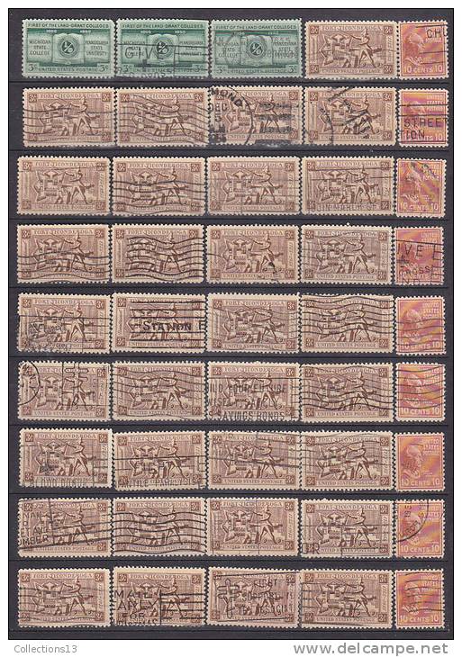 ETATS UNIS - enorme lot de +8700 timbres obli (a etudier pour obliterations et varietées) a 1ct le timbre