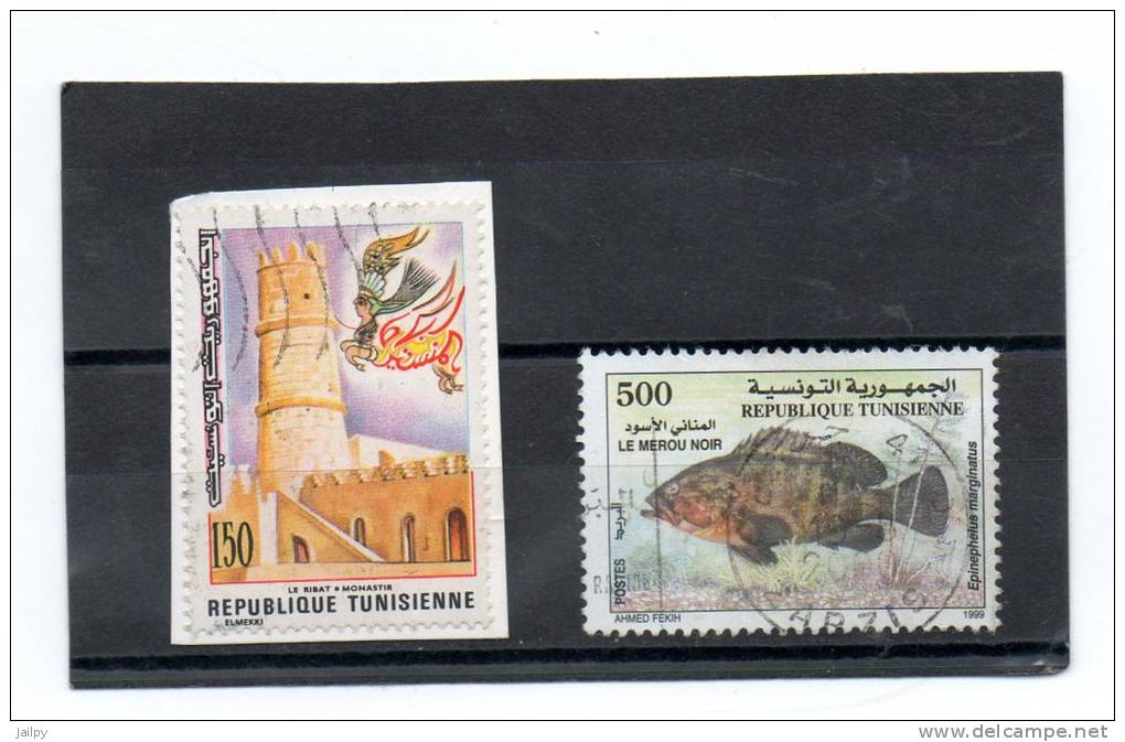 TUNISIE    2 Timbres 150 Et 500    Année 1999 Pour Un Timbre     (Un Timbre Sur Fragment Oblitérés) - Tunisia (1956-...)