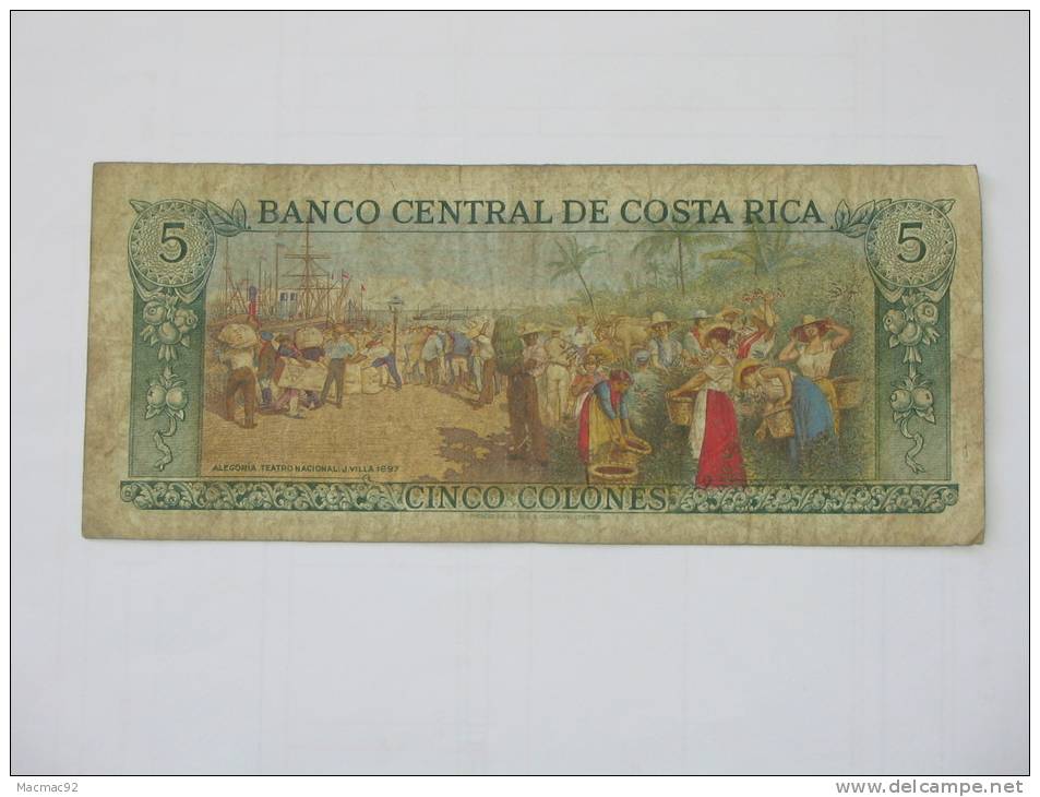 5 -Cinco - Colones 1979 - Banco Central De COSTA RICA . - Costa Rica