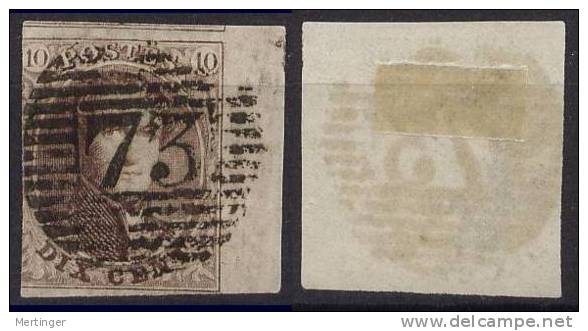 Belgien Belgium Mi# 7 I Gest. M€ 11,- Rand - 1851-1857 Médaillons (6/8)
