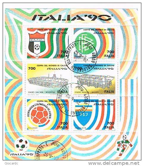 ITALIA  REPUBBLICA - CAT.UNIF.BF7 FOGLIETTO DA LIRE 700 - 1990 MONDIALI DI CALCIO ITALIA 90 -  USATO (°) - Blocks & Sheetlets