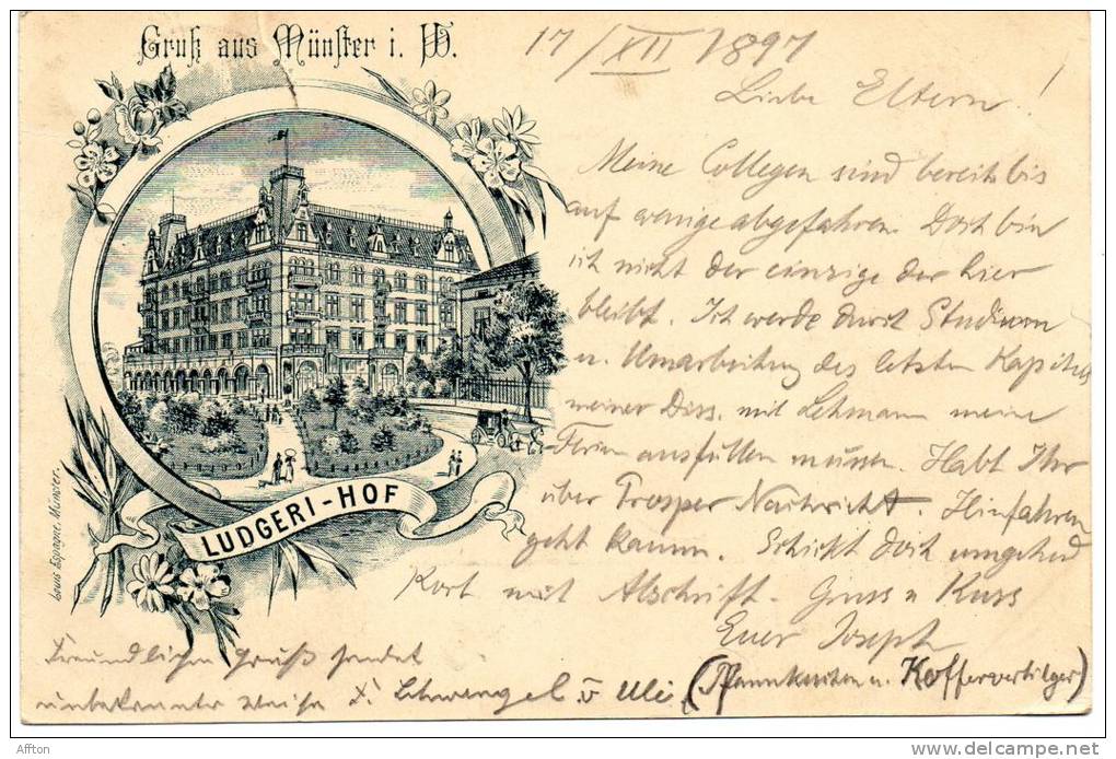 Gruss Aus Munster I W 1897 Ludgeri Hof Postcard - Muenster