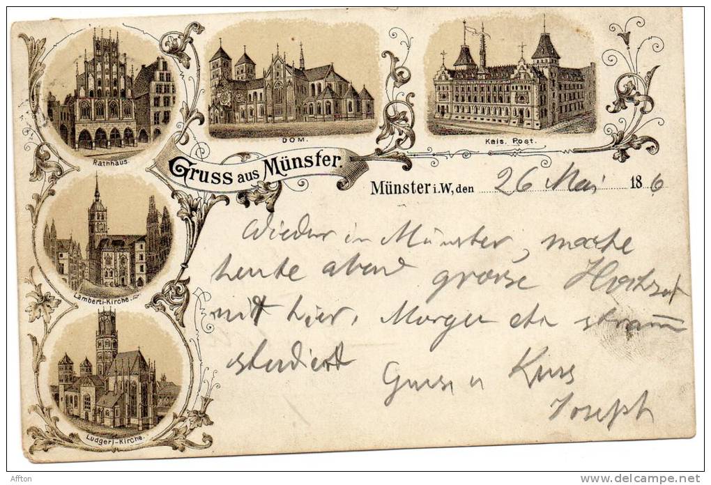 Gruss Aus Munster I W 1896 Postcard - Muenster