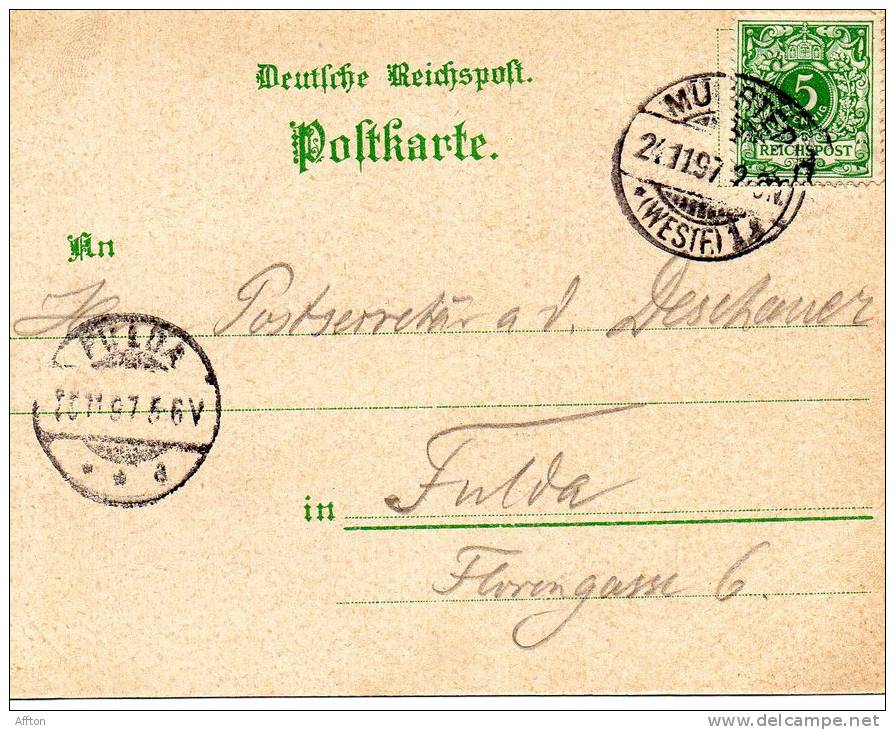 Gruss Aus Munster I W 1897 Hotel Centralhof Postcard - Muenster