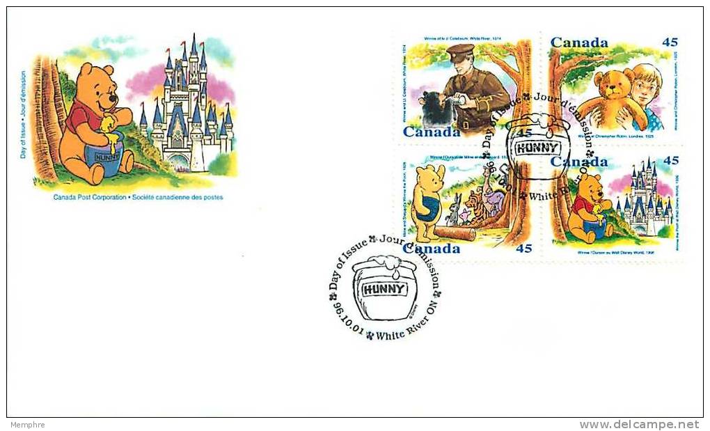1996 Winnie The Pooh      Sc 1618-21  Block Of 4 Different - 1991-2000