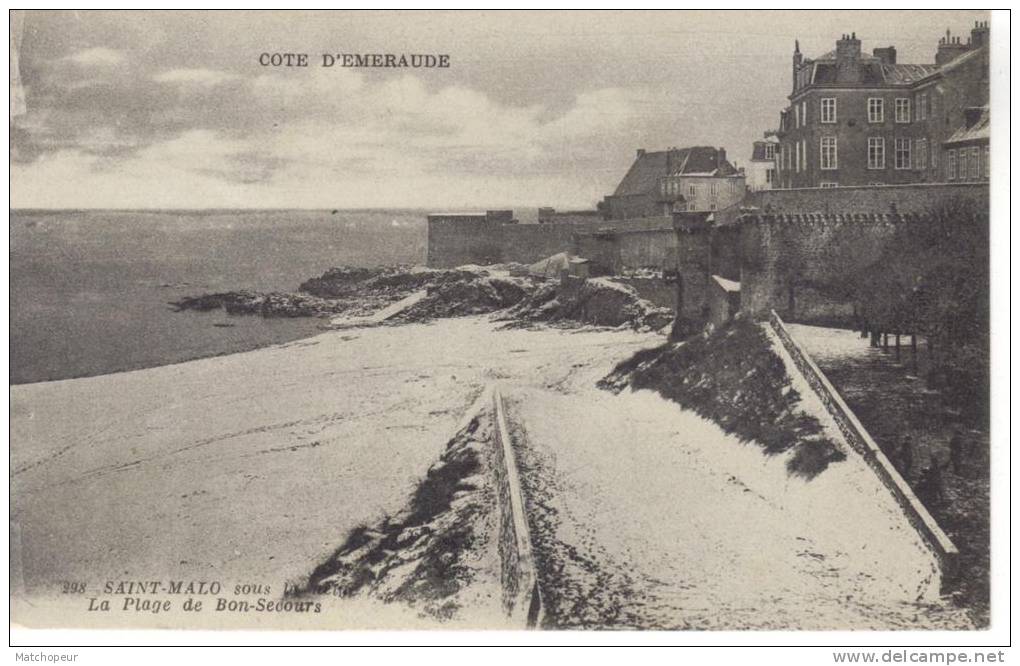 SAINT MALO SOUS LA NEIGE -35- LA PLAGE DE BON SECOURS - Saint Malo