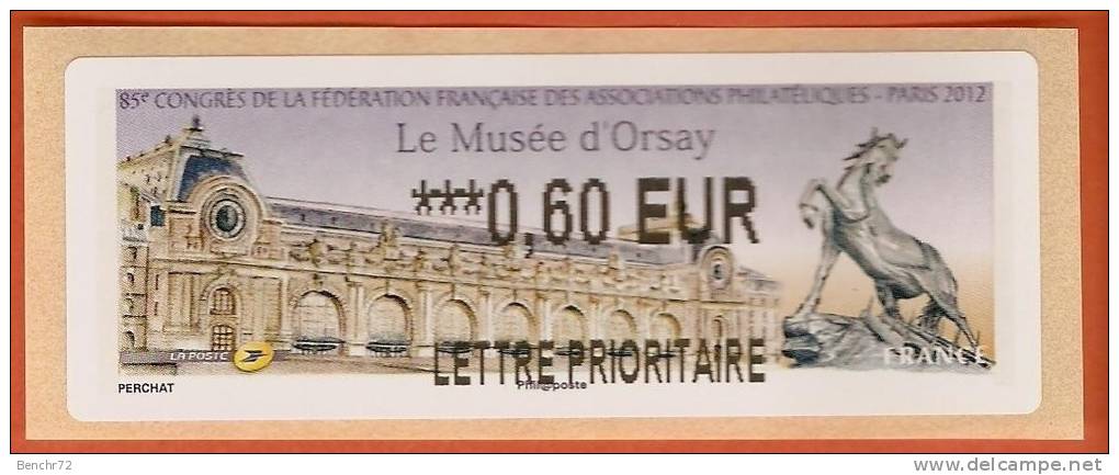 VIGNETTE LISA 2 - SALON TIMBRE 2012 - LE MUSEE D´ORSAY - MENTION 0,60 EUR LETTRE PRIORITAIRE - NEUF - 2010-... Illustrated Franking Labels