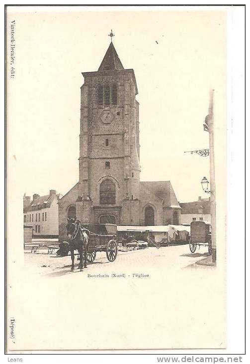 BOUCHAIN   L'église,attelage,marché - Bouchain