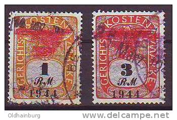 535t: Gerichtskostenmarken Aus 1941 Mit Ostmark- Überdrucken - Revenue Stamps