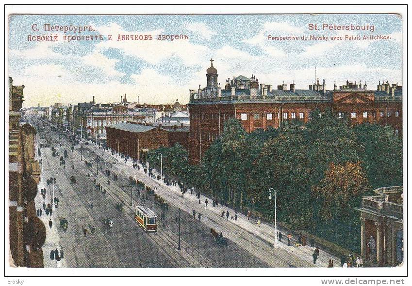 PGL AT053 - RUSSIA ST PETERSBOURG NEVSKY AVEC PALAIS ANITCHKOV 1910 - Russia