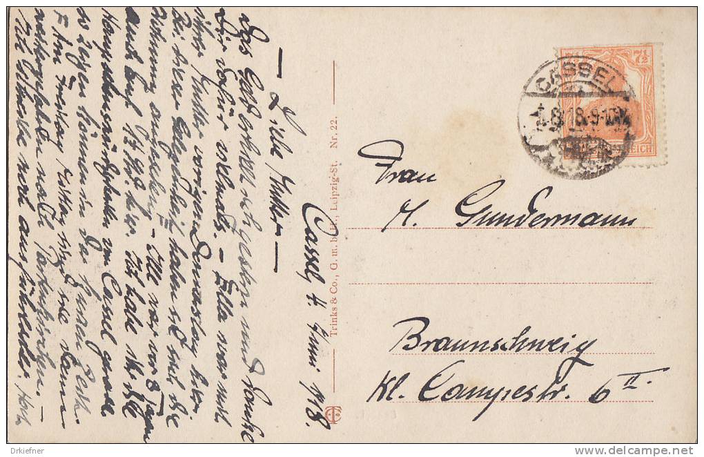 INFLA Postkarte Mit DR 99 EF, Poststempel: Cassel 4.6.1918, AK: Kassel, Auetor - Sonstige & Ohne Zuordnung