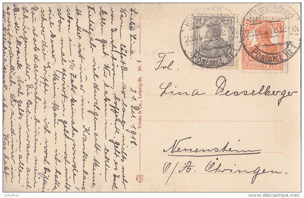 INFLA Postkarte Mit DR 98, 99 MiF, Stempel: Heilbronn N. 23.DEZ 1921,  AK: Heilbronn, Götzenturm Und Eiserner Steg - Other & Unclassified