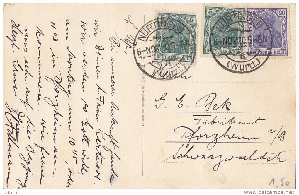INFLA Postkarte Mit DR 86 II, 87 II MiF, Stempel: Nürtingen 6.NOV 1920, AK: Nürtingen Am Lehrerseminar, Lammbrunnen - Other & Unclassified