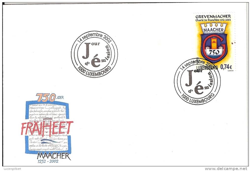 1ER JOUR D'EMISSION LUXEMBOURG 2002 - Covers & Documents