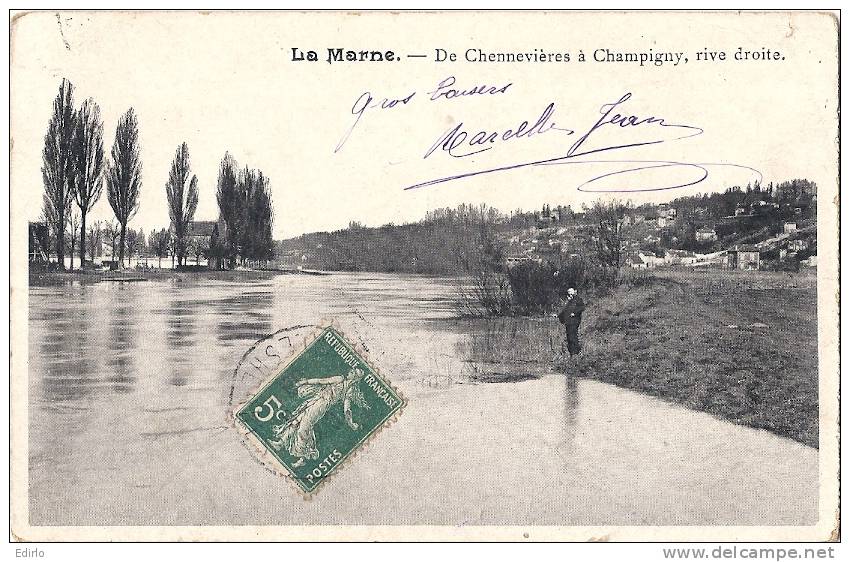 La MARNE - De Chennevières à Champigny Rive Droite - Petite Déchirure - TB Sinon - Champigny