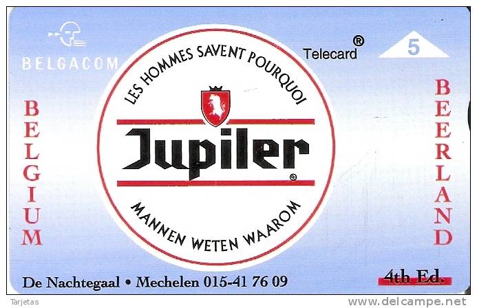 TARJETA PRIVADA DE BELGICA DE CERVEZA JUPITER DE TIRADA 1000 (BEER) NUEVA-MINT - Publicidad