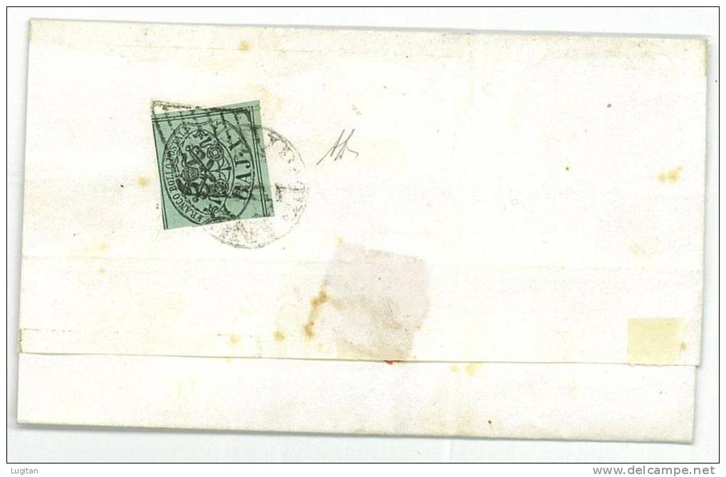 STORIA POSTALE - STATO PONTIFICIO - SASS. 2A - 1 BAJ  VERDE SCURO  -   LETTERA - SEGNO DI TASSAZIONE - Kerkelijke Staten