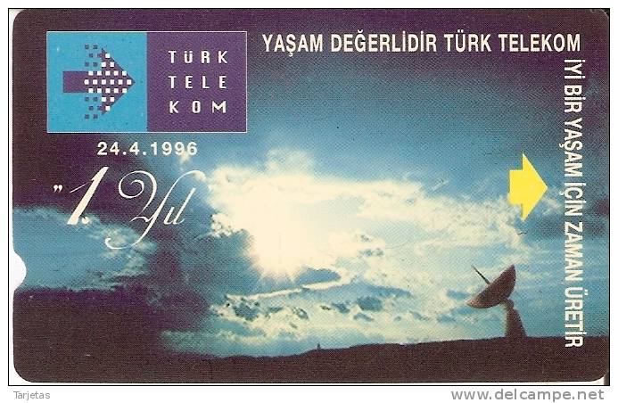 TARJETA DE TURQUIA DE UNA ANTENA PARA SATELITE DE 100 UNITS - Astronomia