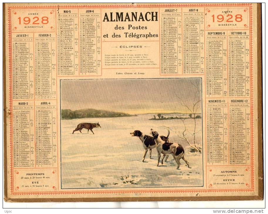 -  CALENDRIER 1928 - Entre Chiens Et Loup - 501 - Grand Format : 1941-60