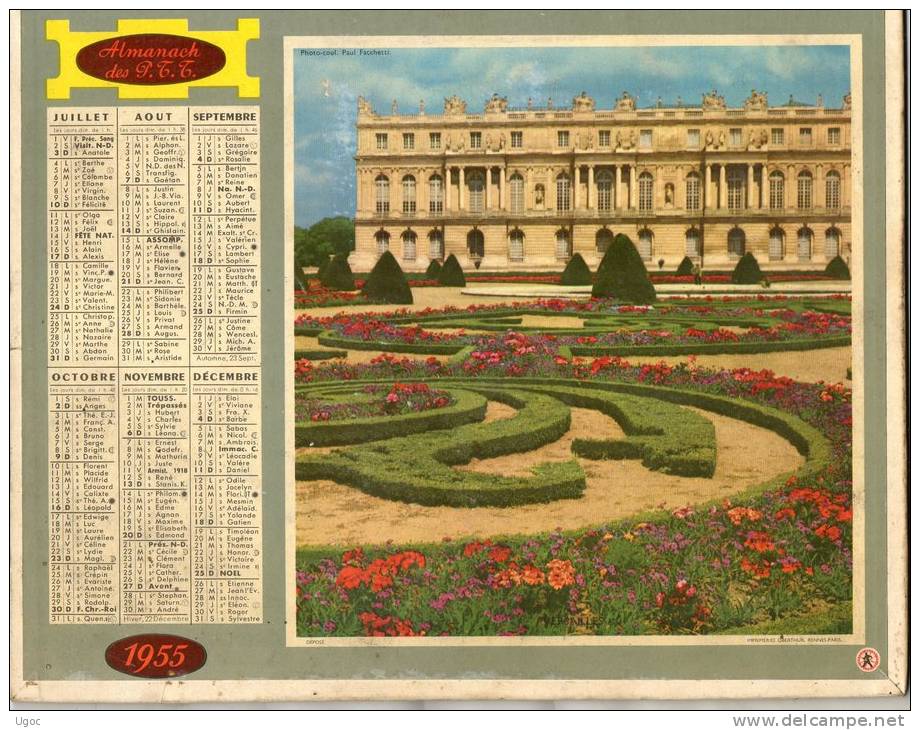 -  CALENDRIER Image Recto-Verso 1955 - Notre-Dame De Paris Et Versailles. - Tamaño Grande : 1941-60