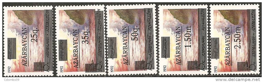 Azerbaigian  1992  MNH  -  Yv. 78/82 SOPRASTAMPATI - Azerbaiján