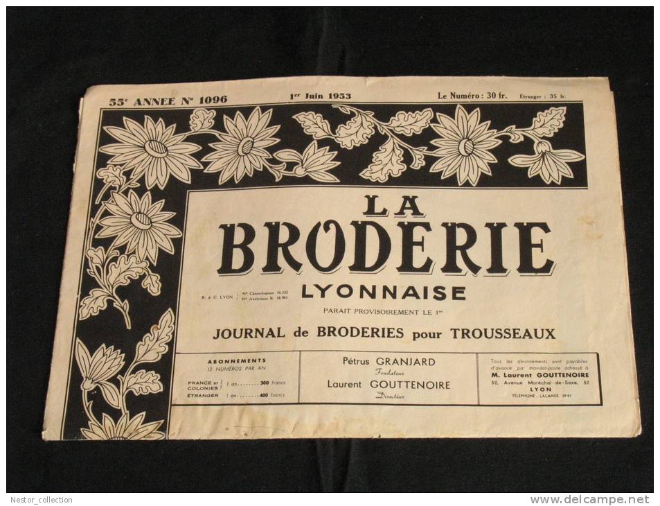 La Broderie Lyonnaise, 1 Juin1953 1096 Broderies Pour Trousseaux - House & Decoration