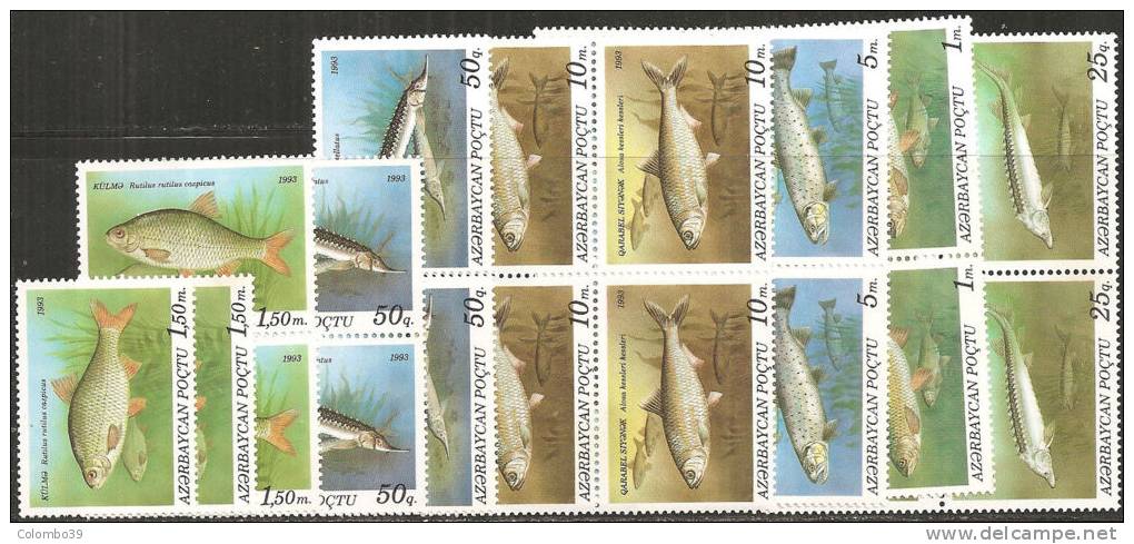 Azerbaigian  1992  MNH  -  Yv. 104/109   4x FAUNA PESCI - Azerbaijan