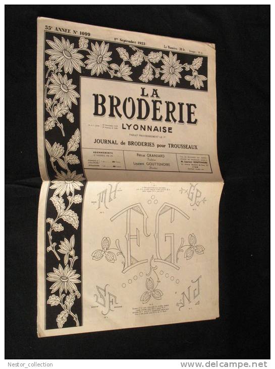 La Broderie Lyonnaise, 1 Sept 1953 1099 Broderies Pour Trousseaux - Maison & Décoration