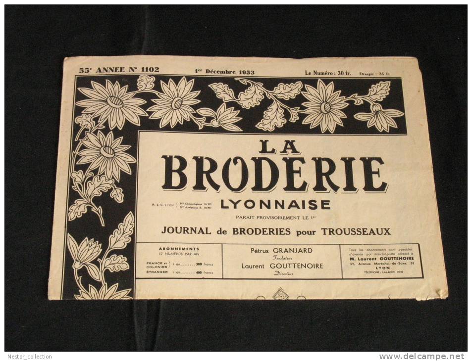 La Broderie Lyonnaise, 1 Decembre 1953 1102 Broderies Pour Trousseaux - Maison & Décoration