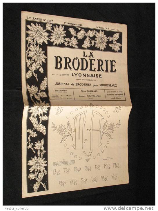 La Broderie Lyonnaise, 1 Decembre 1953 1102 Broderies Pour Trousseaux - Huis & Decoratie